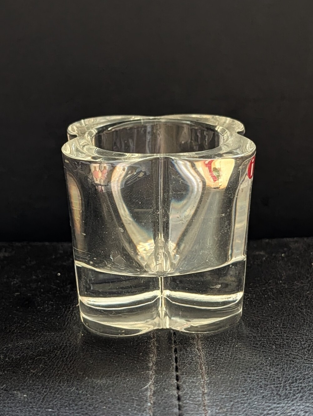 Vintage IITTALA of Finland Art Glass Votive Candleholder Clover Design Finnish